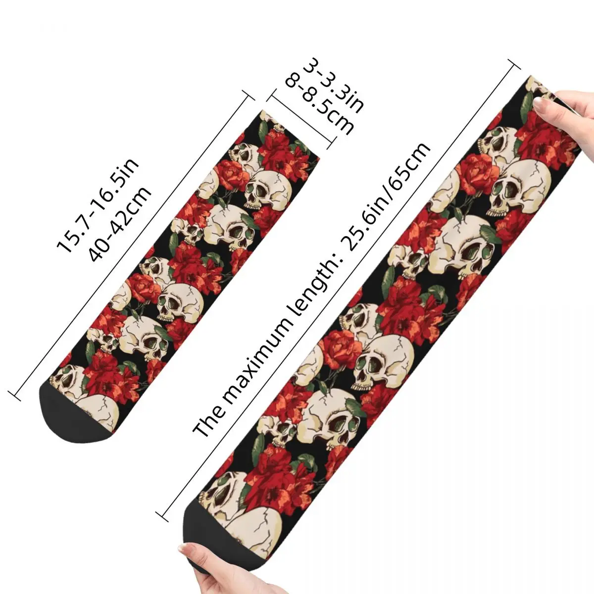 Hip Hop Retro Skull And Flowers Crazy Men\'s Socks Unisex Street Style Seamless Printed Novelty Crew Sock Boys Gift