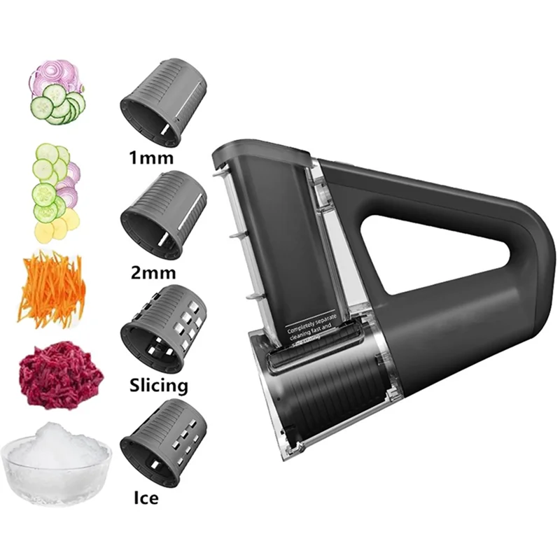 AB43-Electric Cheese Grater Portable Salad Maker With 4 Different Shapes Of Blades 40W Electric Rotary Slicer Shredder