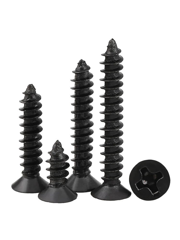 สกรูเกลียวปล่อยหัวจมสีดำ M1 M1.2 M1.4 M1.7 M2 M2.3 M2.6 M3