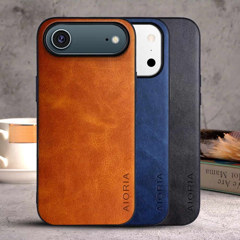 

Case for iPhone 17 Pro Max Air coque Luxury Vintage leather cover funda for iphone 17 pro max case capa