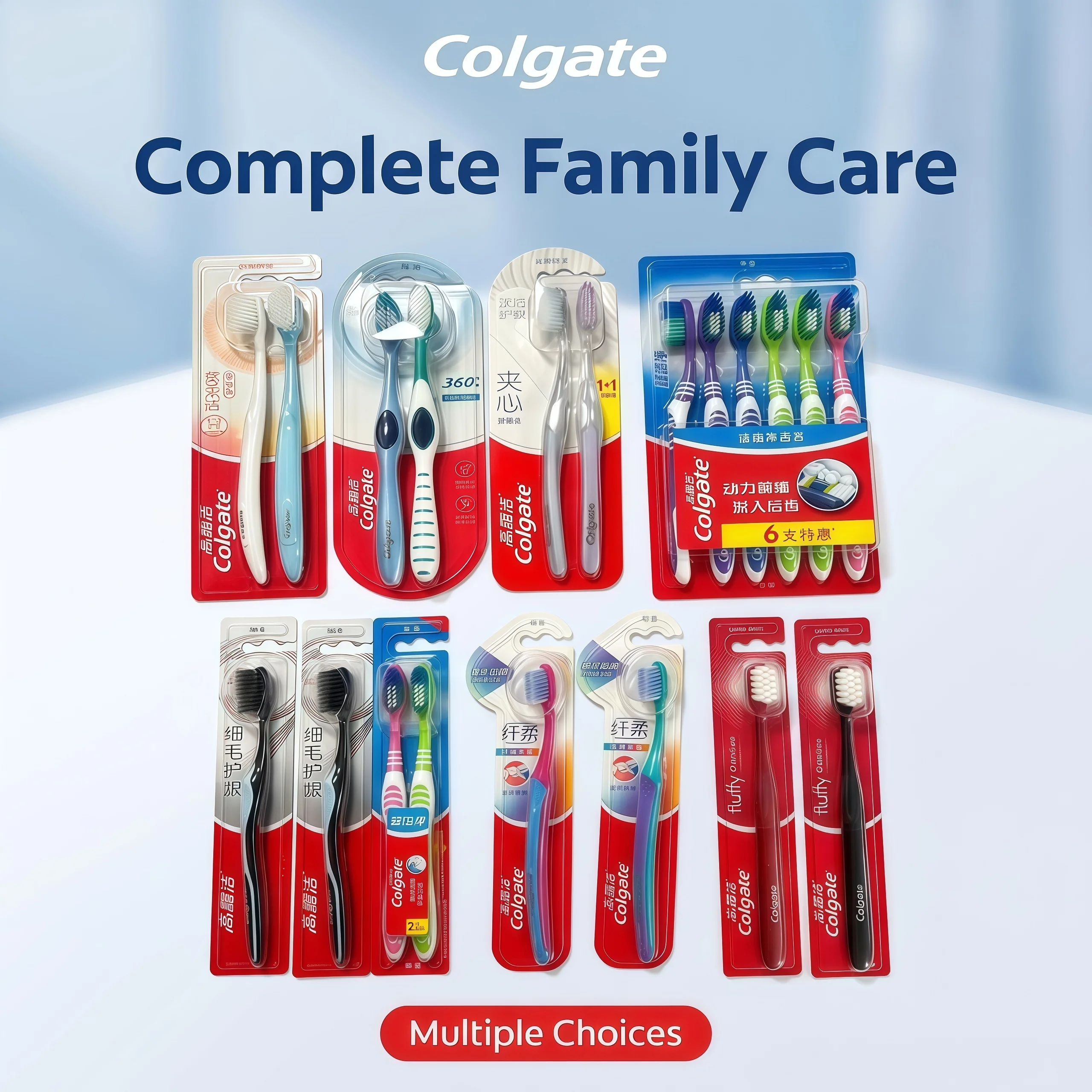 Colgate Toothbrush 20pcs Bulk Pack, Multiple Styles Random Colors Soft Bristle Deep Clean for Family Daily Travel Oral Care