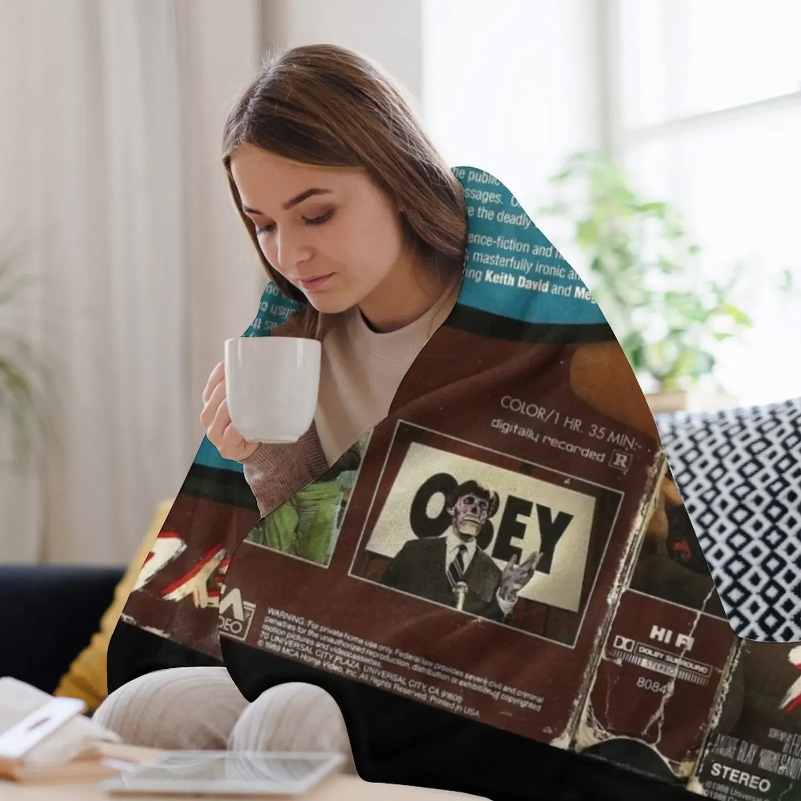 الرعب VHS غطاء الفن رمي بطانية فروي هدية مضحكة بطانيات قيلولة وبطانيات