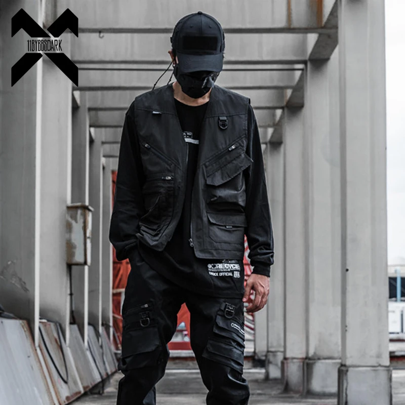 

Men Tactical Cargo Vest 2022 Spring Summer Men Functional Coat Sleeveless Jacket Casual Men Vest Coat Techwear WB678