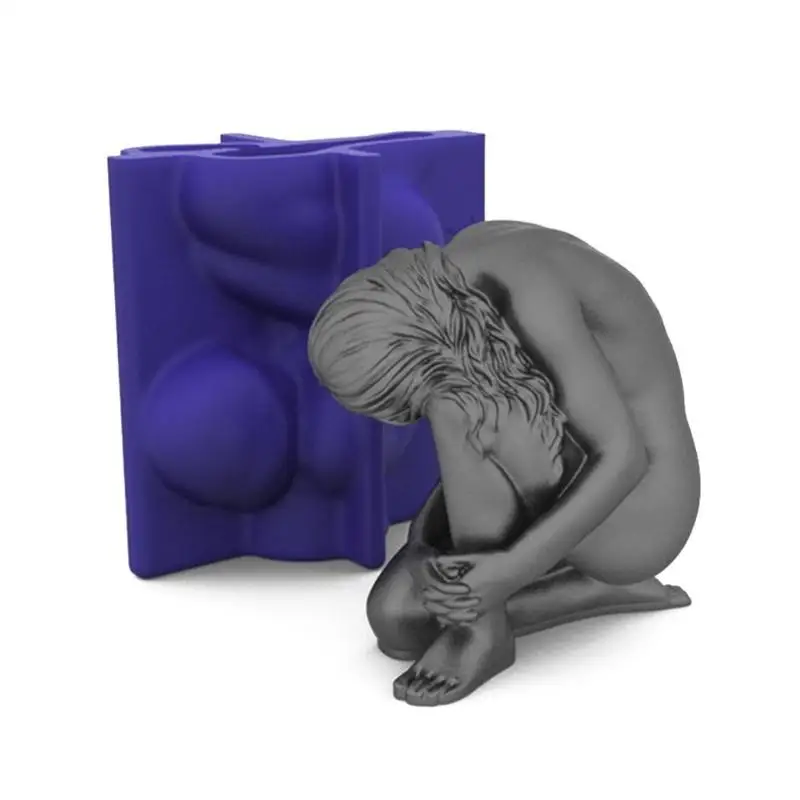 

R1WE Human Body Silicone Mold Portrait Plaster Mold Mold Silicone Fondant Mould for Ideal for Kid Adult Painter DIY