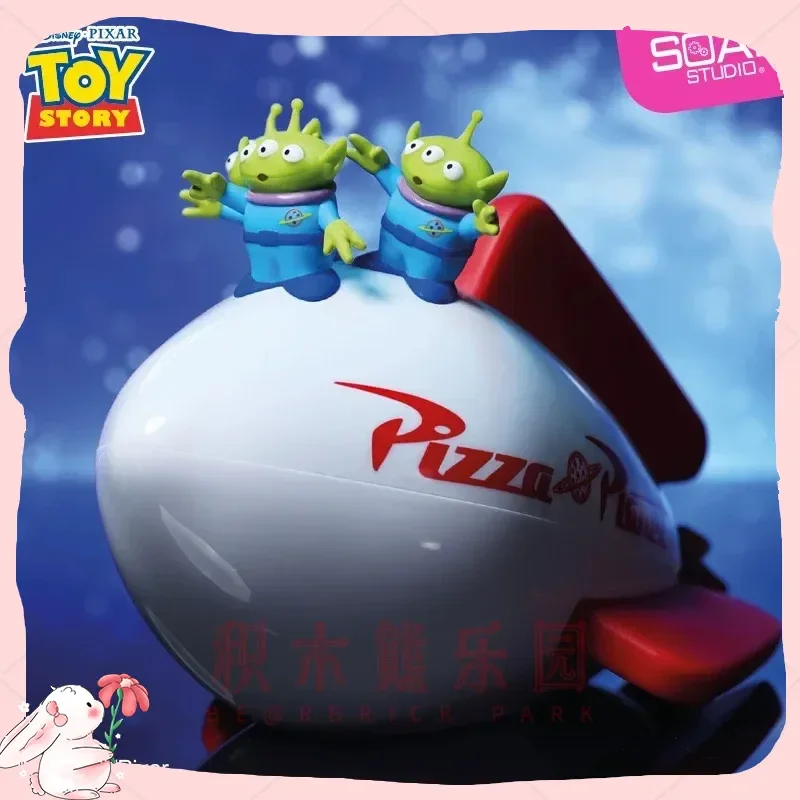 

2025 New Disne Alien Hamburg Toy Story Anime Figure Model Pizza Planet Storage Bucket Pizza Planet Usb Night Light Play Toy Gift