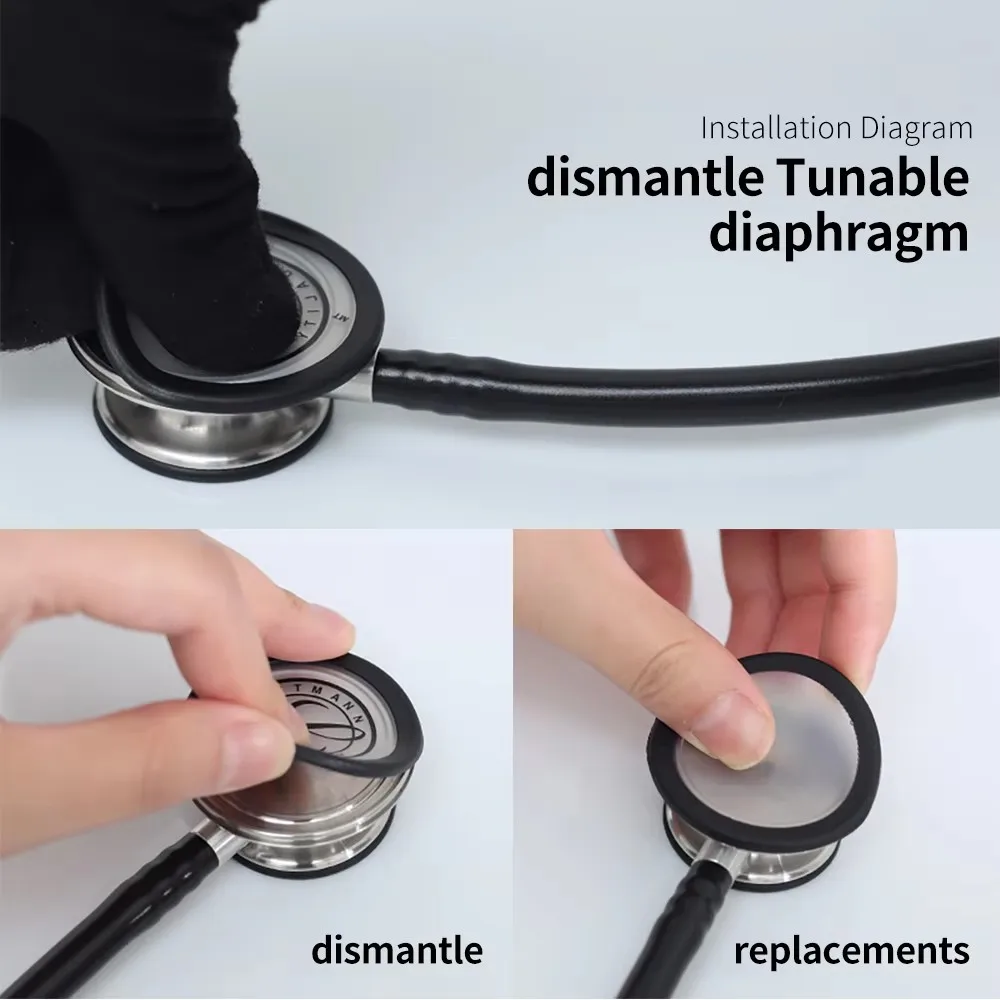 Stethoscope Spare Parts Replacement Eartip Tunable Diaphragm Rim Assembly Kit Compatible for Littmann Classic III Cardi 40016 A3