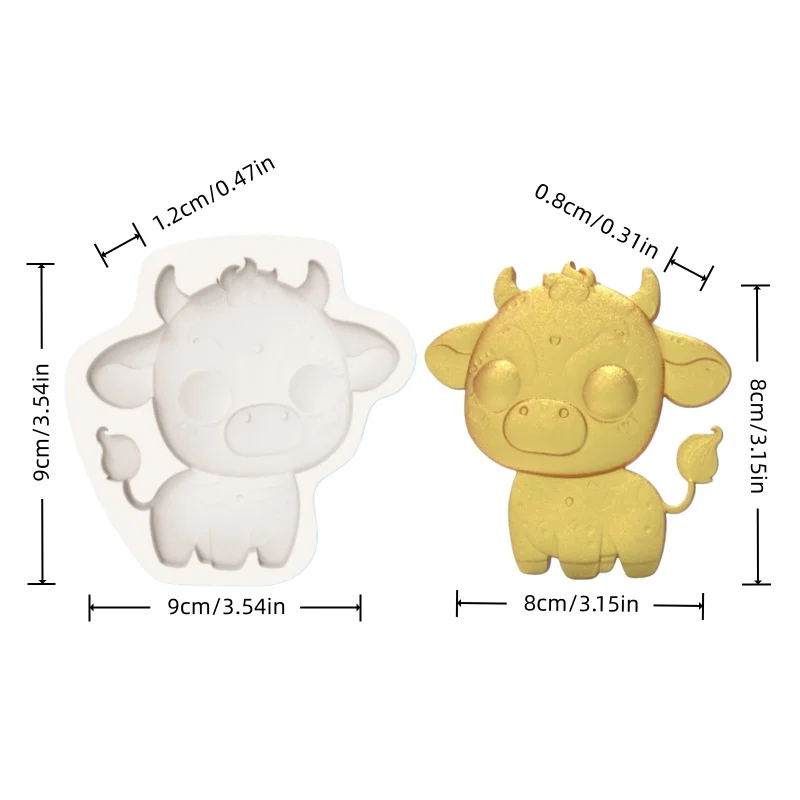 Farm-Themed Creative Spotted Calf Silicone Mold, Cute Fondant Chocolate Cake Decoration Handmade Mold