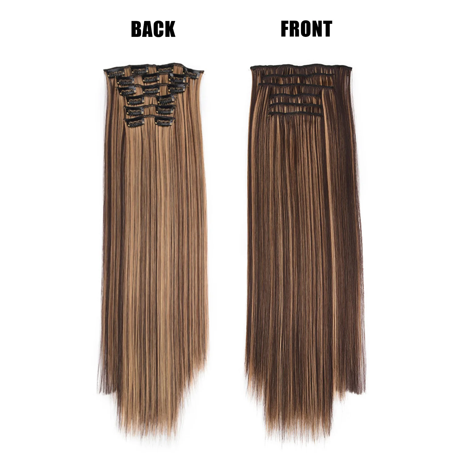 Synthetische Clip In Hair Extensions 6 Stuks Hair Extensions 24 Inch Lange Rechte 16 Clip Op Haarstukjes Voor Vrouwen Meisjes