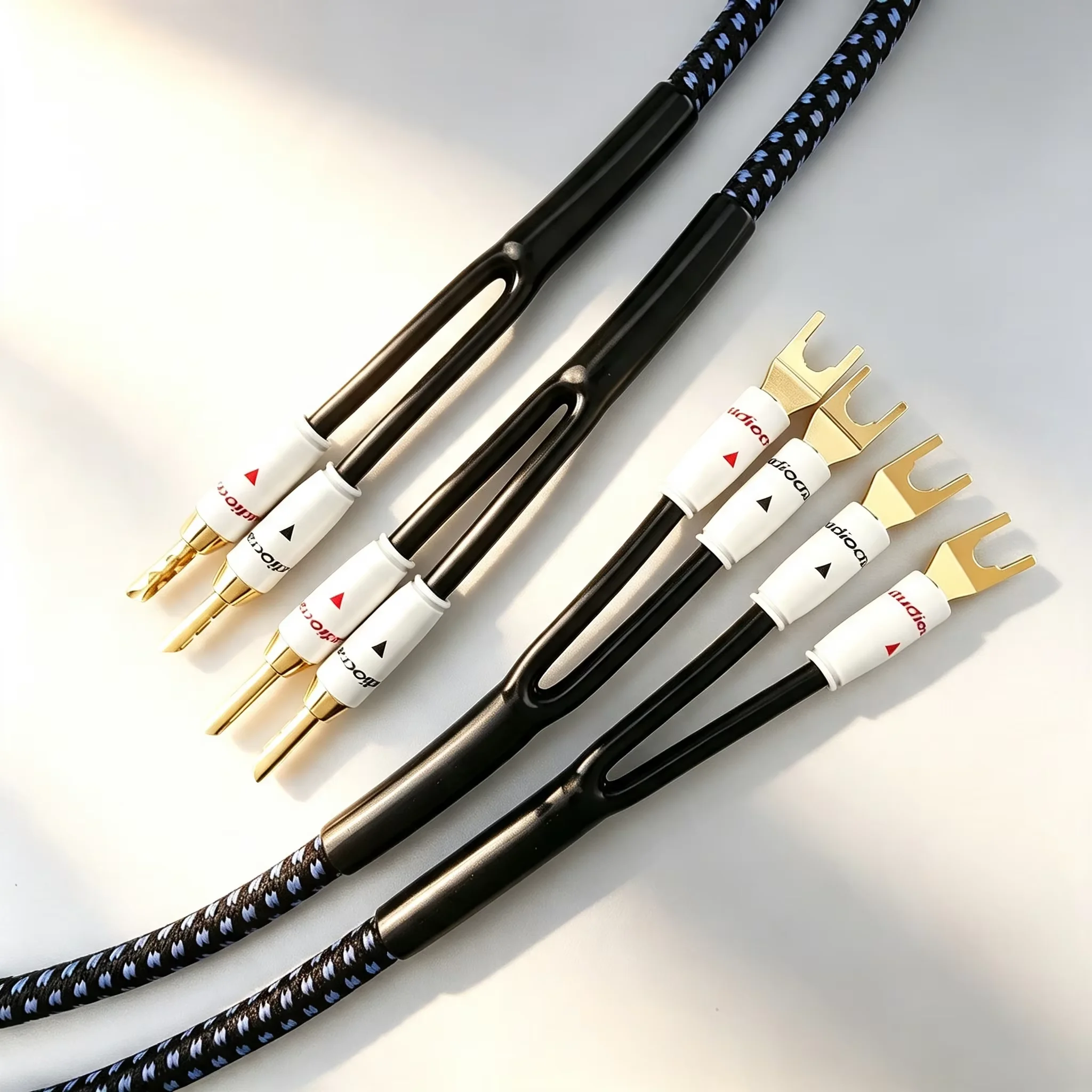 Pair OCC Silver Plated Speaker Cable Banana Y Spade Plug Audiophile Grade Audio Cord for HiFi Amplifier Speaker System