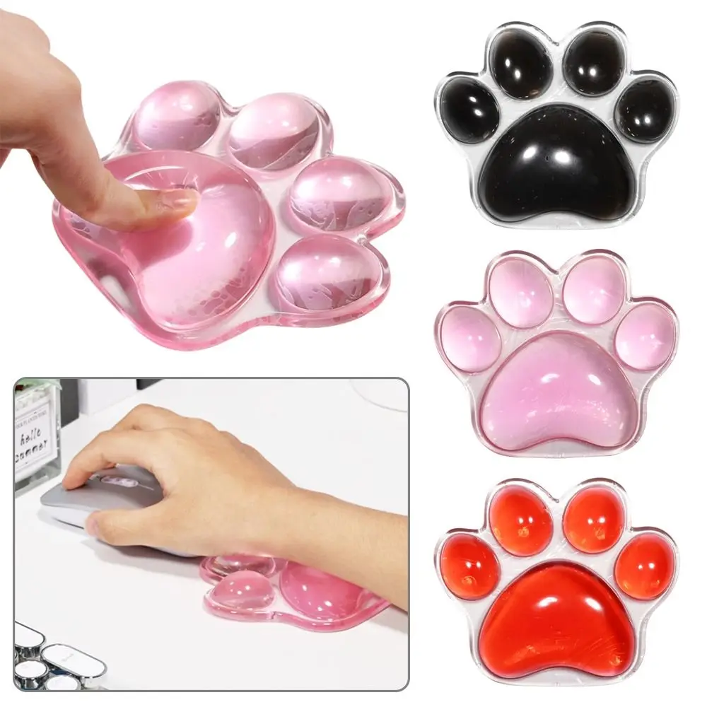 Cute Cat's Paw Shaped Wrist Rest Pad Protection Hand Support Transparent Mouse Wrist Rest Comfortable Non-Slip Wrist Support
