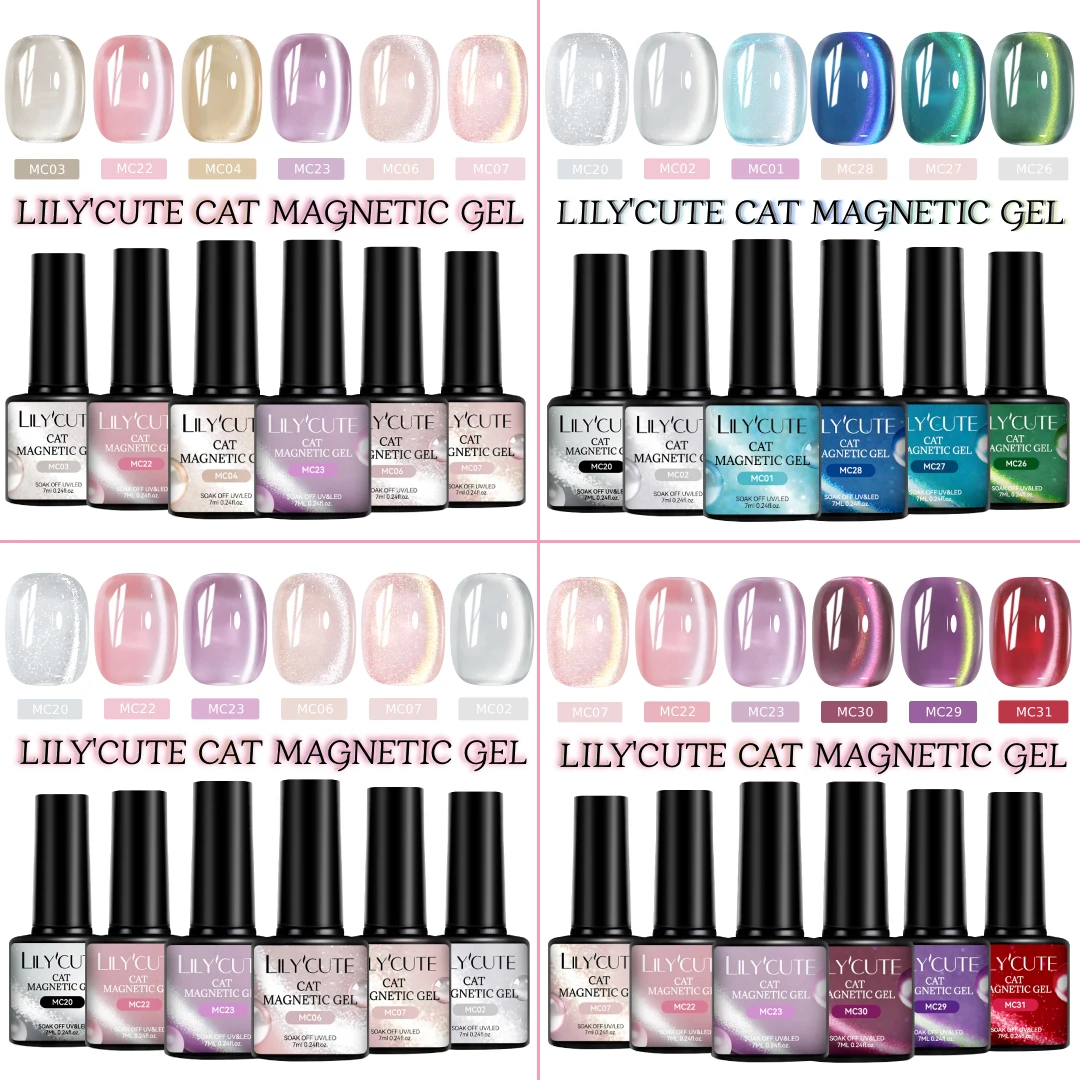 LILYCUTE 6pcs Nude Jelly Cat Magnetic Nail Gel Polish Set Soak Off UV Gel Spring Transparency Crystal Varnish Nail Art Varnish