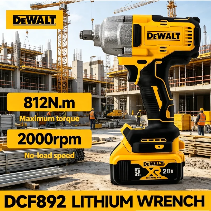 

Бесщеточный аккумуляторный ударный гайковерт DEWALT DCF892 20В, высокий крутящий момент 812 Н·м, мощный портативный электроинструмент