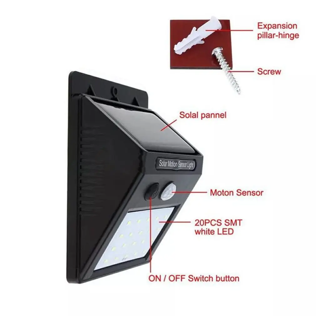 모션 센서가 있는 야외 태양광 LED 조명, 방수 태양광 LED 스포트라이트, 정원 장식용 태양광 초점, 20 30 LED