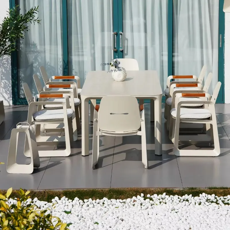 White Outdoor Furniture Patio Dining Set  Outdoor Furniture Table and Chairs Garden Sets