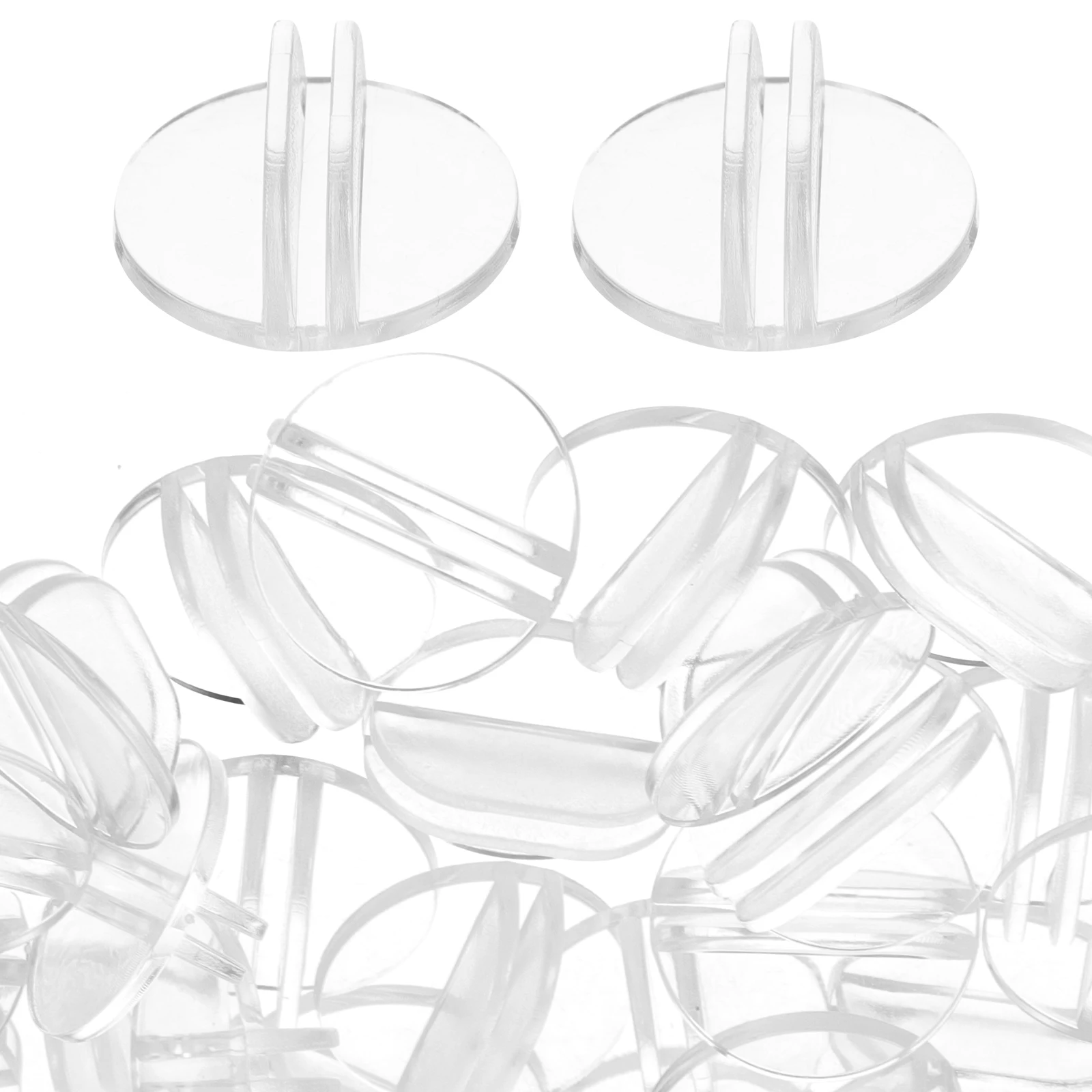 

50pcs Circular Clear Card Holder 24x10mm Plastic Business Card Organizer Sturdy Desk Accessory for Cards Display