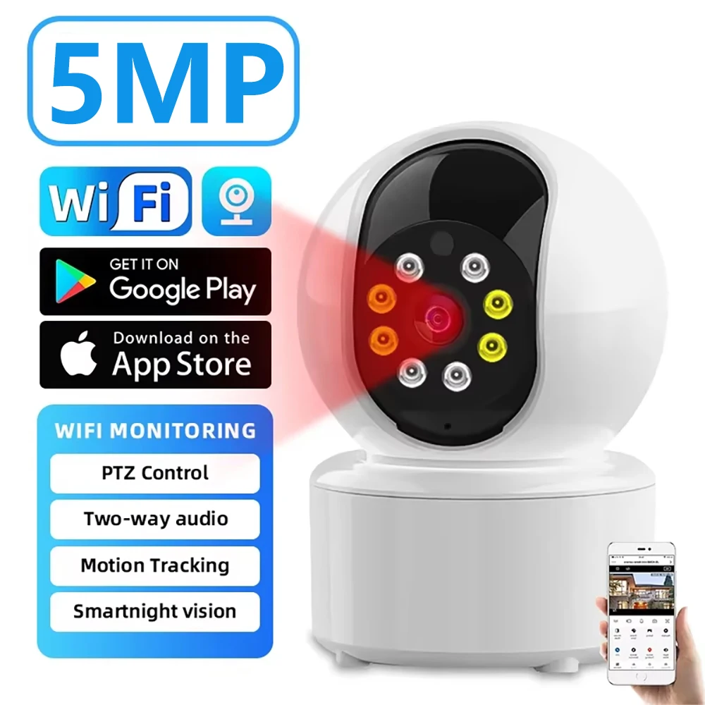 5MP WIFI Camera Security Protection Pet Baby Monitor Automatic Tracking Night Vision Two-Way Audio Wireless IP Surveillance Cam