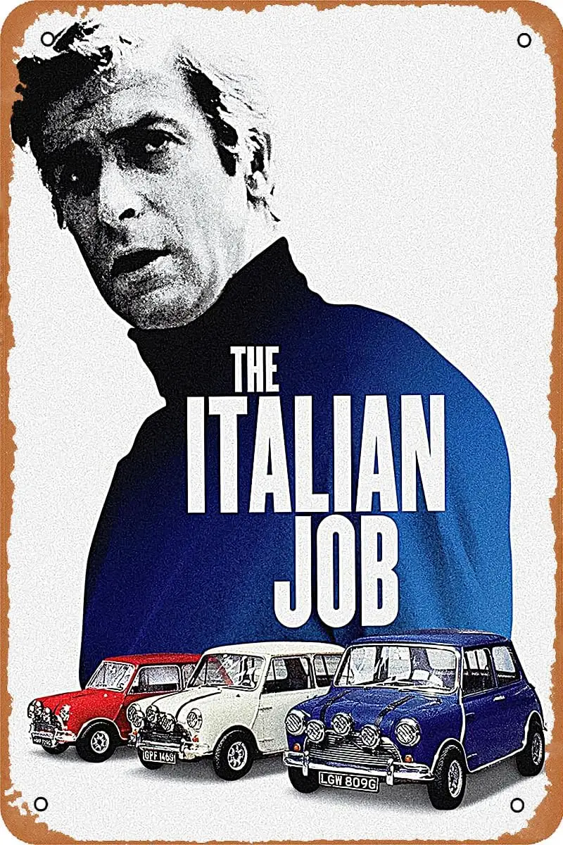 The Italian Job Movie Poster Tin Sign Vintage Style Metal Sign for Wall Decoration 8x12 Inch