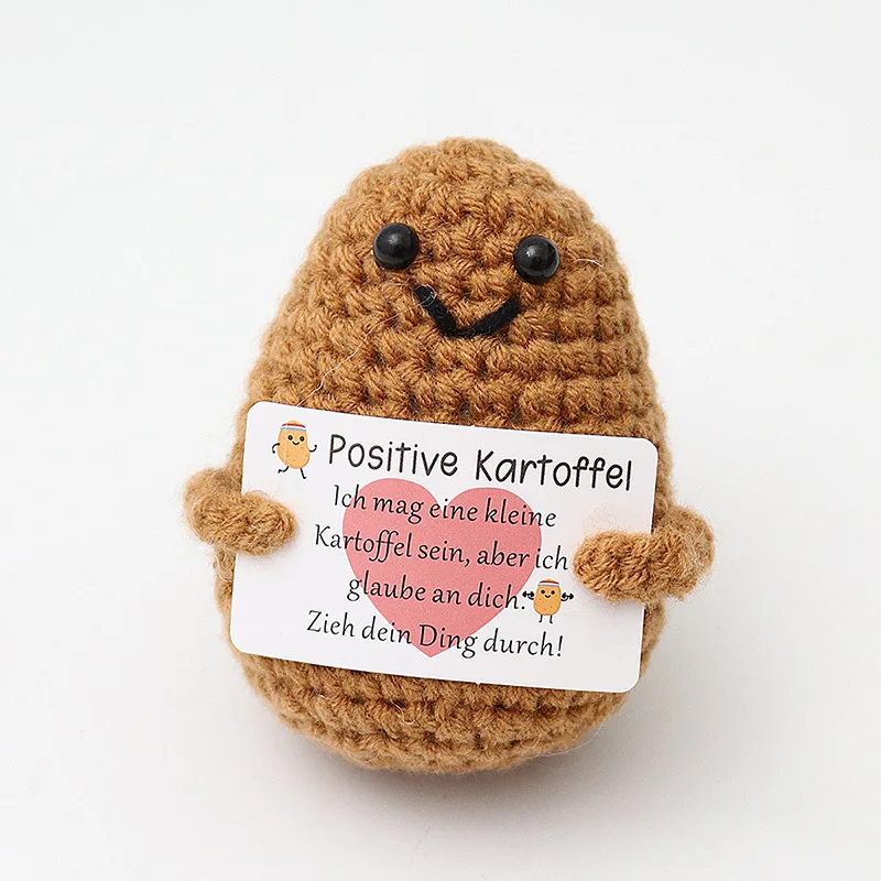 Animal Doll Graduation Gift Positive Potato Cute Wool Knitting Doll With Card Funny Positivity Affirmation Decoration Figurine