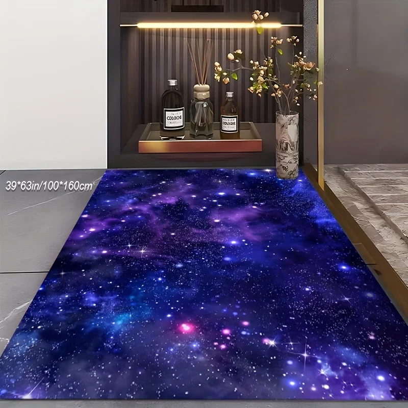 

Romantic Starry Sky Deep Blue Soft Carpet For Stores/ Cafes/ Bars/ Hotels, Decoration. Easy To Clean And Maintain, Non-slip Mat