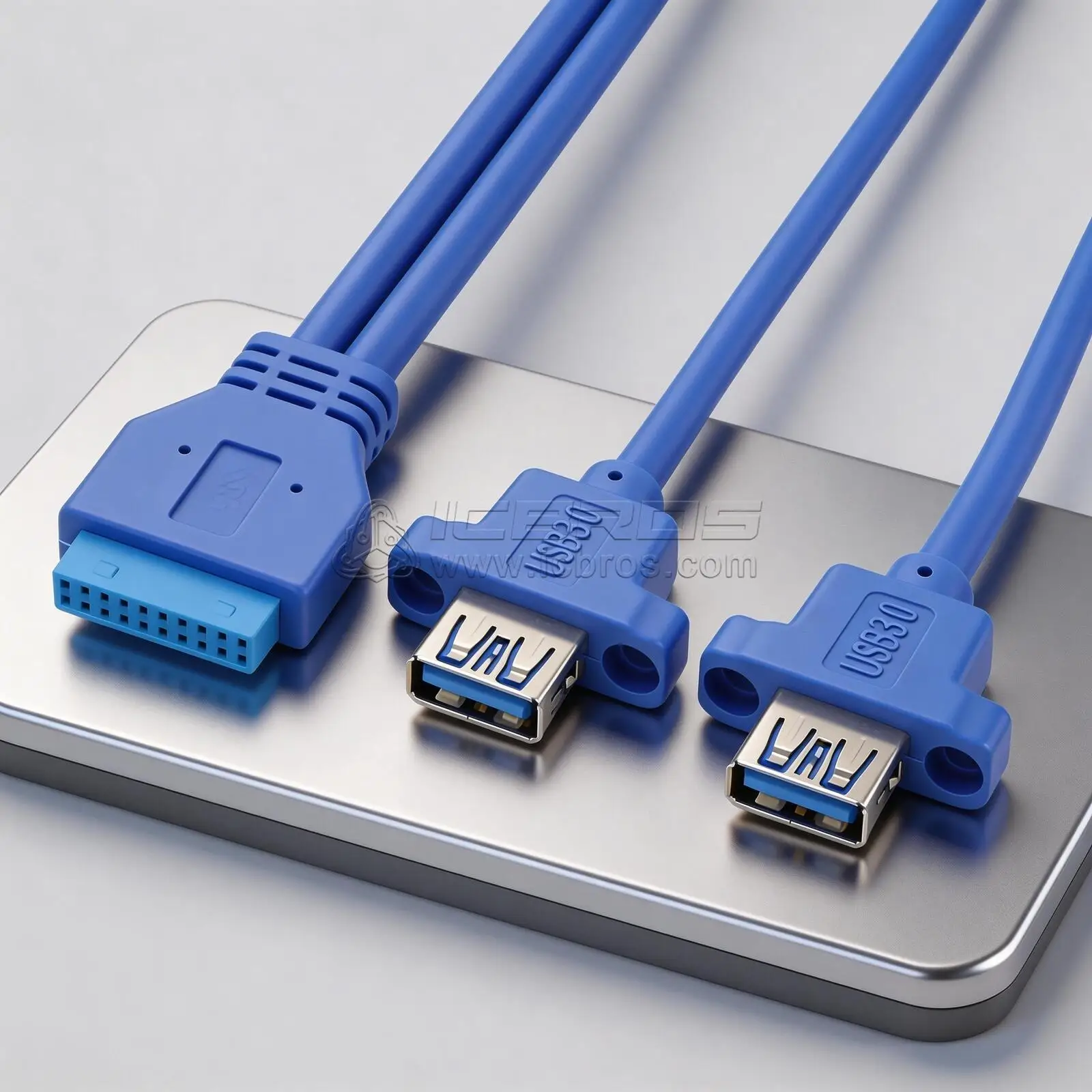 2pcs Motherboard 1/2 Expansion Block Chassis USB3.0 Front 19 Pin/20Pin Female To 2-Port USB 3.0 With Ear Baffle Panel Cable