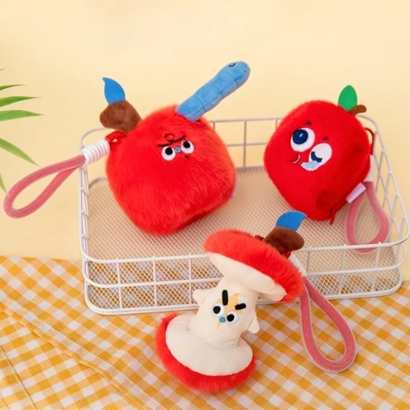 Uroczy breloczek pluszowy z serii Apple, kawaii pluszak z rdzeniem jabłka, zabawna dekoracja świąteczna, zawieszka do torby, prezent dla przyjaciół na Wigilię.