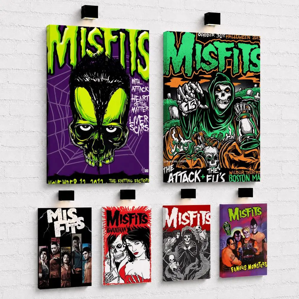 Punk Rock band M-Misfits Framed Wall Painting Framed Canvas Wall Art Print | Modern Poster | Home Hallway Decor