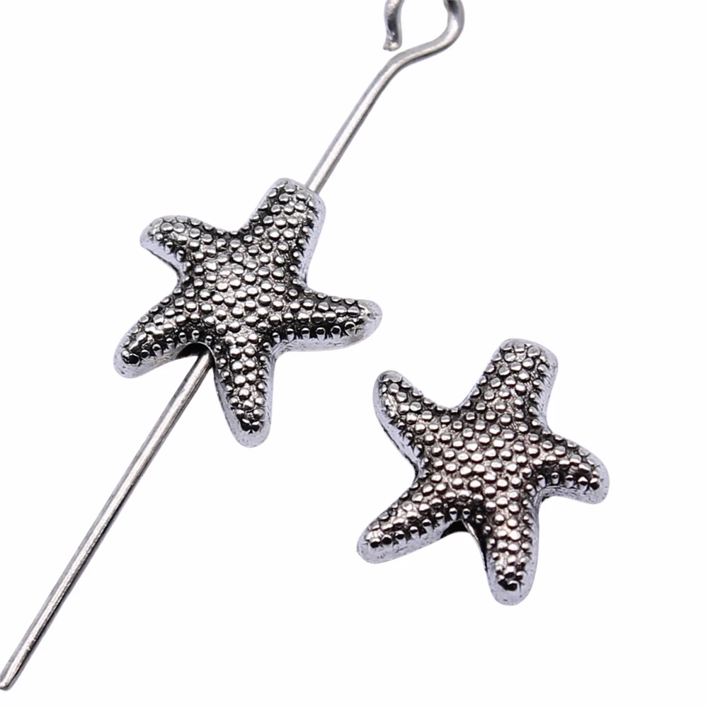 WYSIWYG 20pcs 10x10mm Antique Silver Color Starfish Beads For Jewelry Making DIY Jewelry Findings
