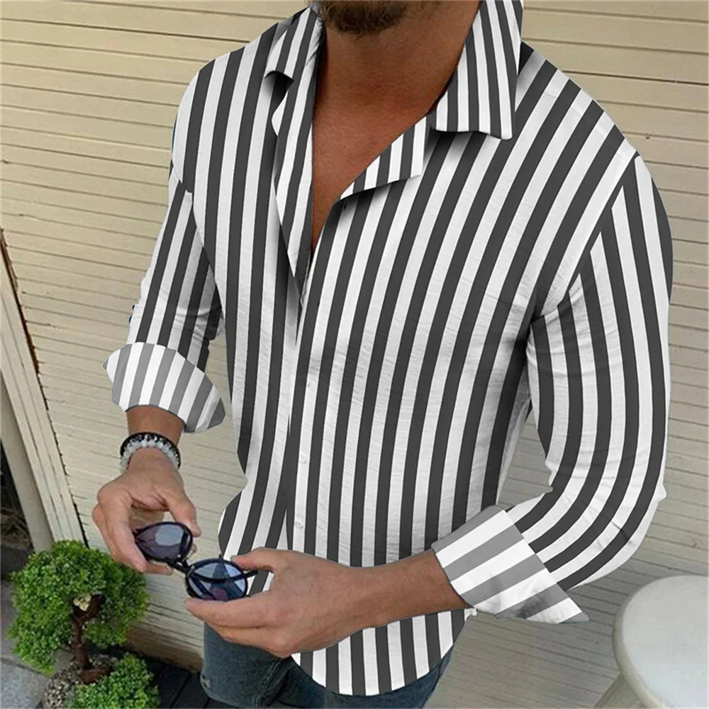 2024 brand long sleeved shirt Spring and Autumn men\'s casual fashion 3D printing long sleeved lapel button up shirt s-6XL