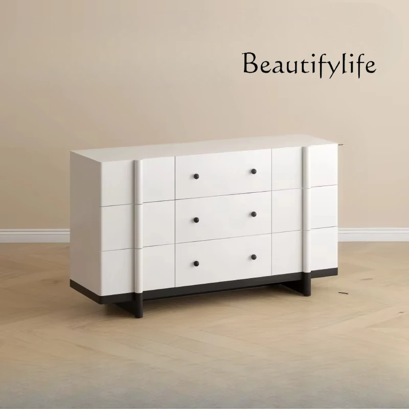 

N Light Luxury Solid Wood Chest of Drawers Living Room Side Cabinet Bedroom Tailstock Storage Dressing Integrated Locker