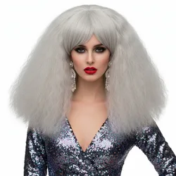 MSIWIGS Cosplay Wigs Blonde Synthetic Wigs Pink Red Green Short Hair Afro Green Wig for Women