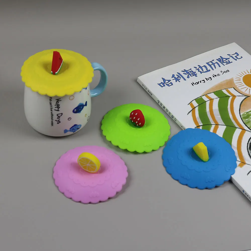 

Silicone cover with cup cartoon, leak -proof sealed lid, heat resistant, dustproof, 2 pieces