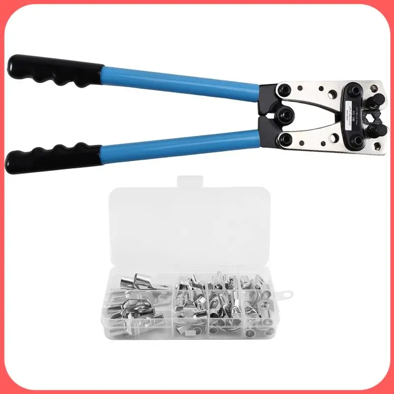 

A76I-HX-50B Cable Lug Crimping Tool Kit 60Pcs Copper Ring Terminals 10-1/0 AWG 8 Sizes For Heavy Duty Wire Connections