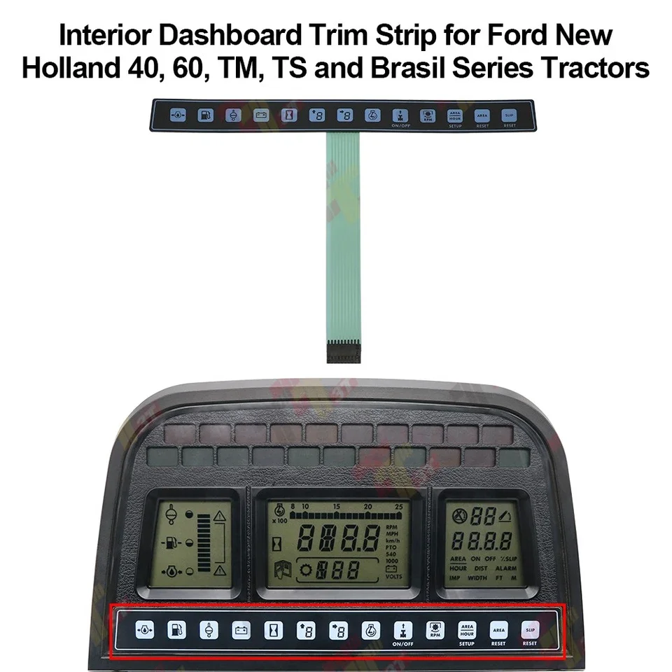 Interior Dashboard Trim Strip for Ford New Holland 40 60, TM, TS, Brasil Tractor