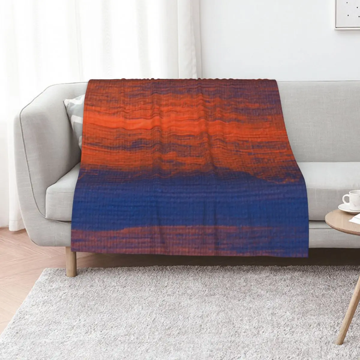 Blue and Orange Strokes Throw Blanket Soft anime Beach Bed For Decorative Sofa Blankets For Bed Blankets