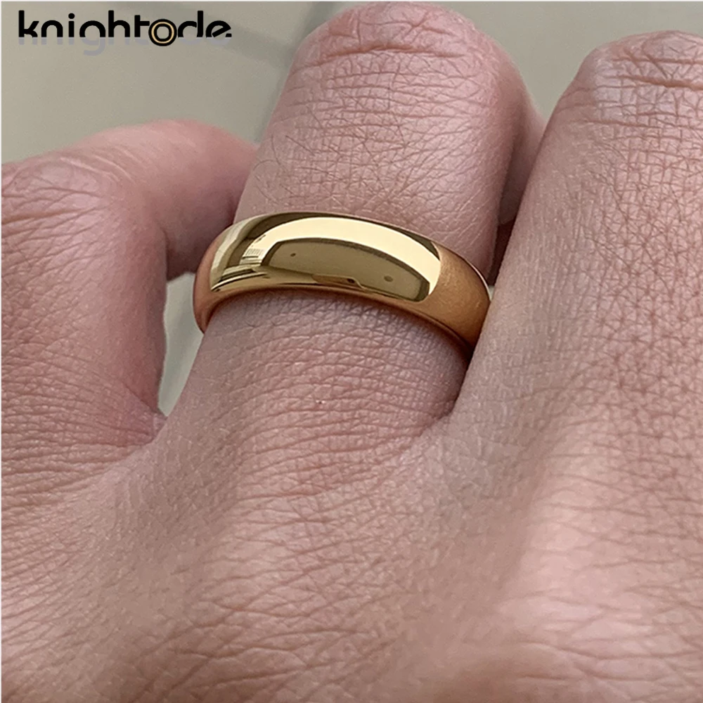 Classic Gold Color Wedding Band Tungsten Carbide Rings Women Men Engagement Gift Jewelry Dome Polished Finished Comfort Fit