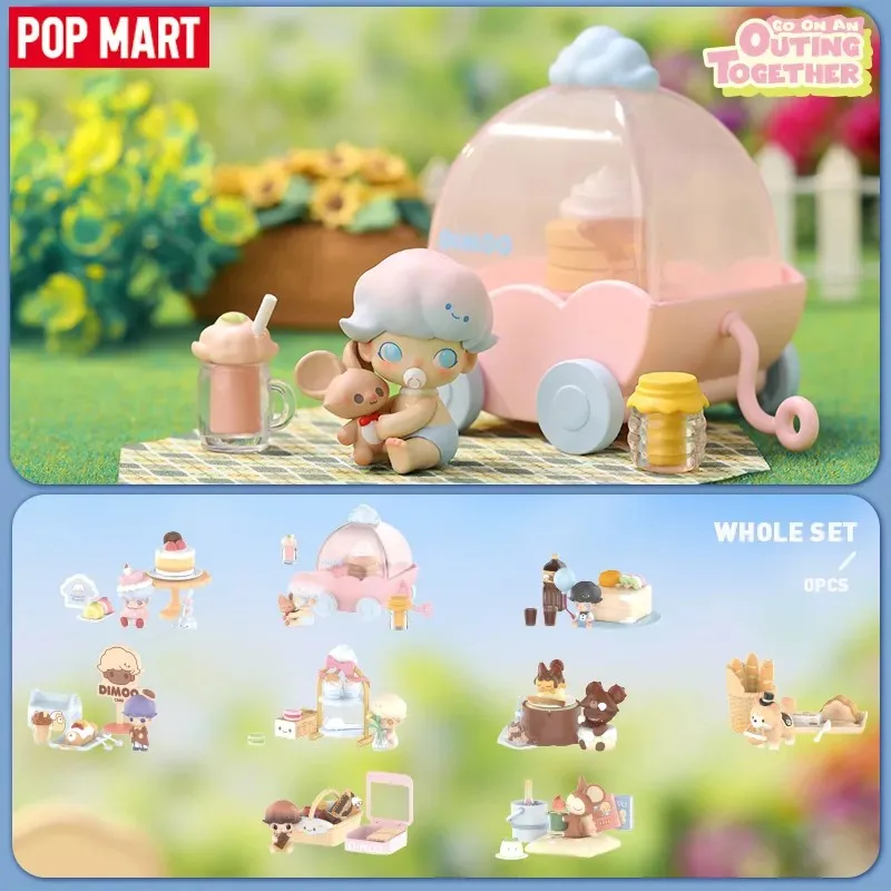 

POP MART Dimoo Go On An Outgonging Together Series Blind Box Toys Kawaii Аниме Фигурка Caixa Mystery Box Куклы Подарок для девочек