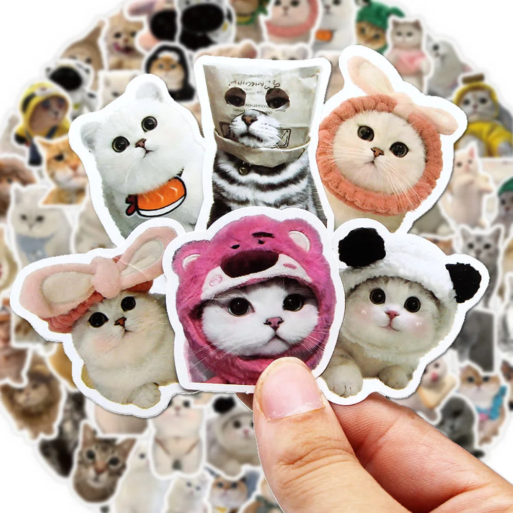 10/500/1000pcs Funny Cute Cat MEME Animals Stickers Kawaii Decals Scrapbooking Notebook Luggage Laptop Skateboard Sticker Toy