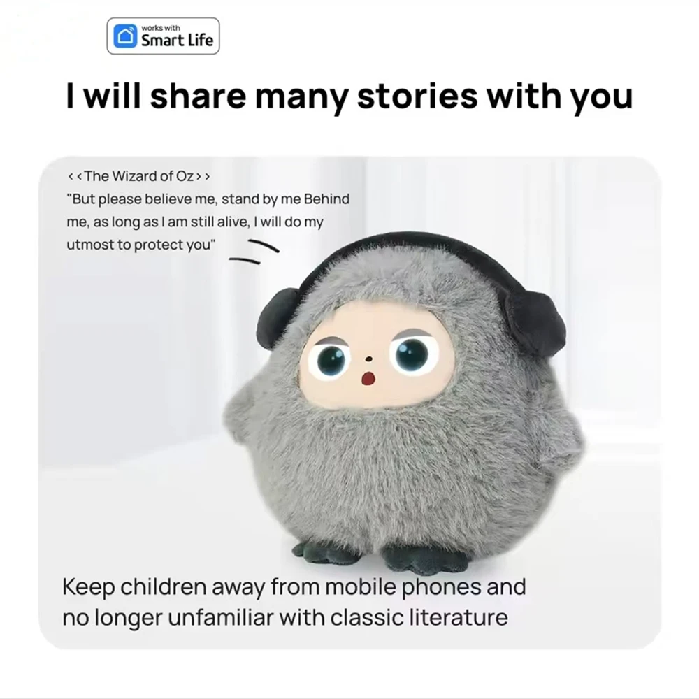 AI Plush Toy With LED Eyes Interactive Game Emotional Expression Display Soft Stuffed Animal For User Emotion Engagement TuyaApp