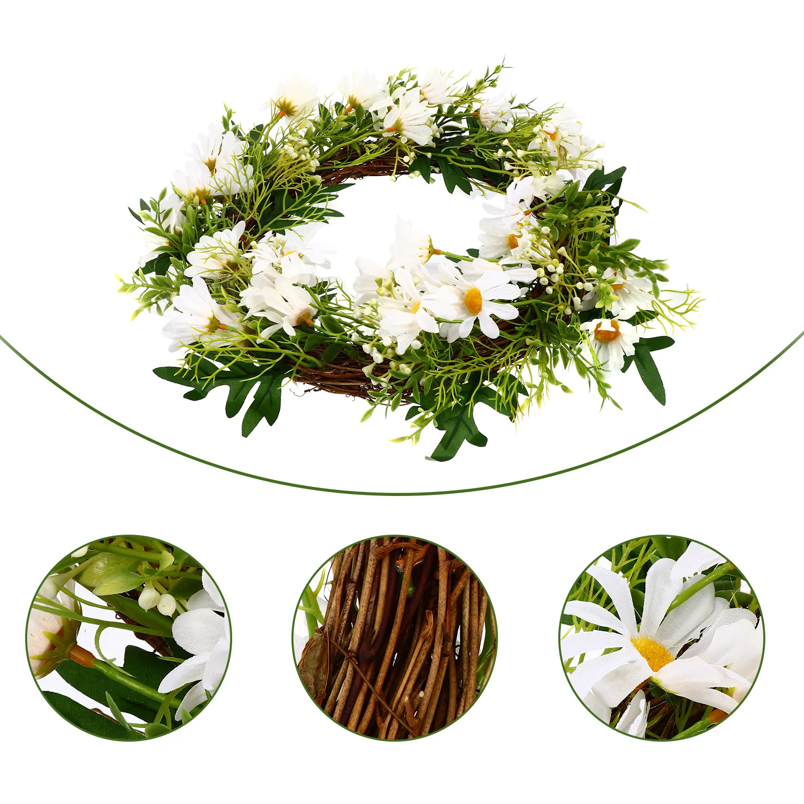 

Versatile 1Pc Wooden Plastic Garland Fine Craftsmanship No Maintenance Needed Fresh Style Wreath Decoration