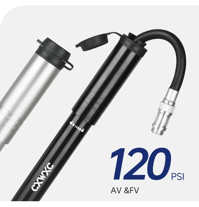 CXWXC Mini-Fahrradpumpe, max. 160 psi, tragbar, Schrader, Presta-Ventil, Luftpumpe, Aluminiumlegierung, Radfahren, versteckter Schlauch, Reifen, Handluftpumpe – Detail 18