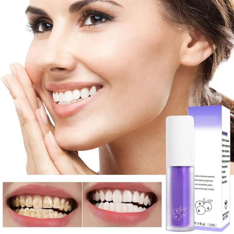 Dentes branqueamento dentífrico v34, 30ml, ingredientes naturais, ferramenta de limpeza para viagens, trabalho e estudo