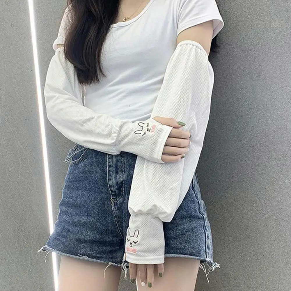 Running Fishing Anti-UV Cute Rabbit Arm Covers Elbow Cover Arm Sleeves Sun Protection