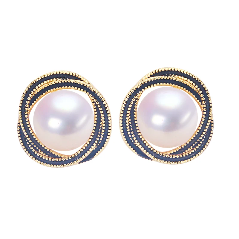 

ZHBORUINI Natural Freshwater Pearl Earrings with Drip Oil Bird's Nest 14k Gold Plating Pearl Jewelry S925 Silver Ear Needles