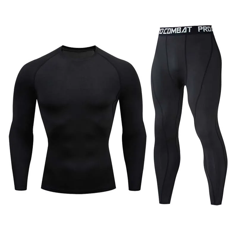 2-teiliges Herren-Kompressions-Sportbekleidungs-Set, Langarm-Oberteil und Hose, Elastisch, Schnelltrocknend, für Fitness, Workout, Jogging, Training, Yoga, Trainingsanzug – Detail 10