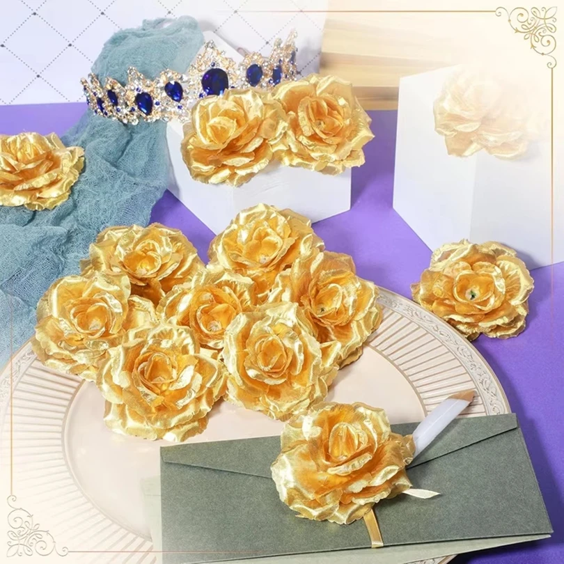 

50/100pcs Artificial Flowers Rose Wedding Home Festival Decor Bridal Outdoor Garden Yard Flower Head DIY Headwear Gift Box Cheap