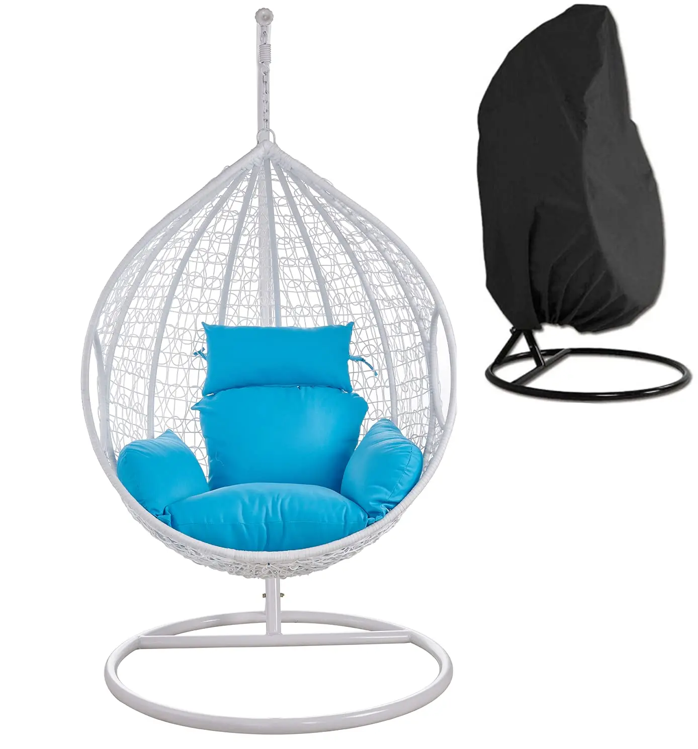 Egg Drop Hanging Chair Wicker Rattan Hammock Stand UV Resistant Washable Cushion Indoor Outdoor Patio Single Large, Customized
