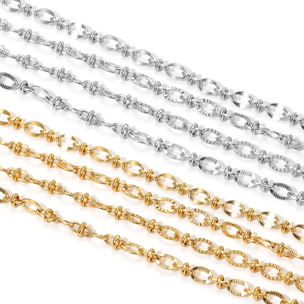 Never Fade 1meter Stainless Steel 8 Chains Gold Handmade Necklace Rolo Link Chain for Bracelet DIY Jewelry Making Accessories image 2