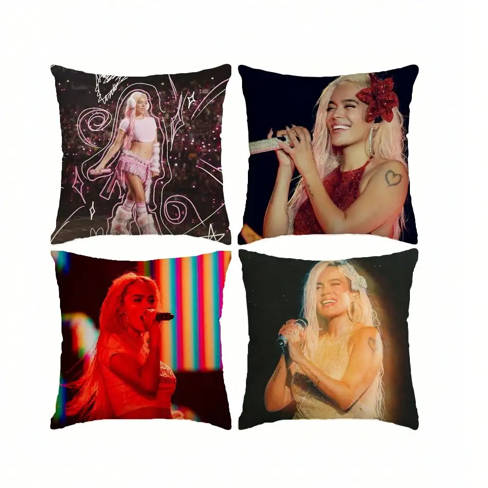 Latin Singer K-Karol G  Pillow Case Square Double-Sided Sofa Cushion Cover Bedroom Bedside Pillow