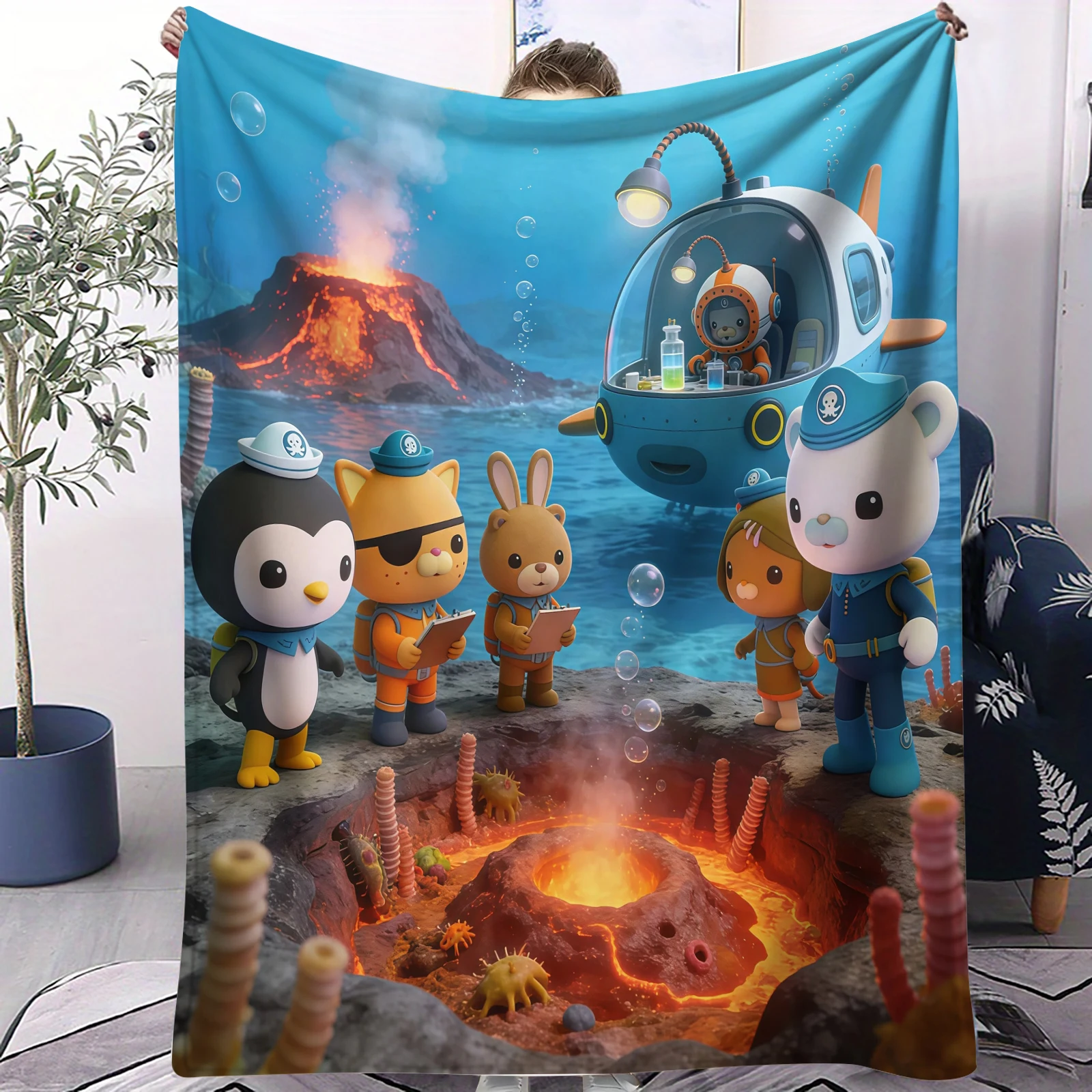 

Флисовое одеяло с милым мультяшным принтом Octonauts Volcano Adventure для мальчиков и девочек, качественное супермягкое одеяло для путешествий, офиса, дома