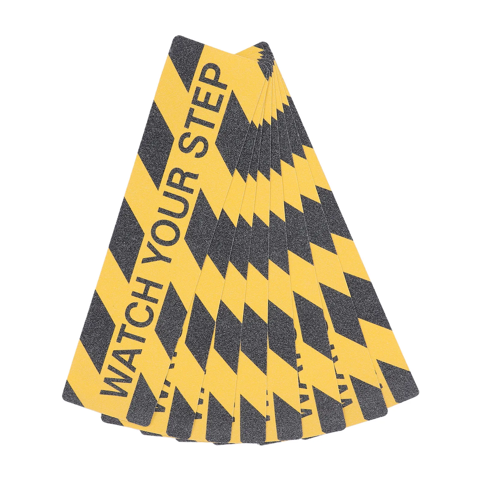 8Pcs Watch Your Step Stair Anti Slip Strip Vinyl Caution Tape Yellow Black Self Adhesive Floor Decal Waterproof Hazard Step